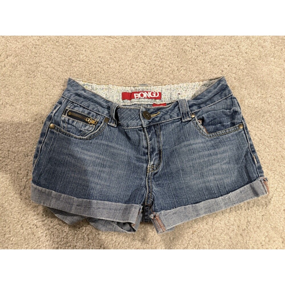 Bongo Denim Shorts Womens Size 5 Blue Low Rise Ramie Cotton Blend Casual Y2K